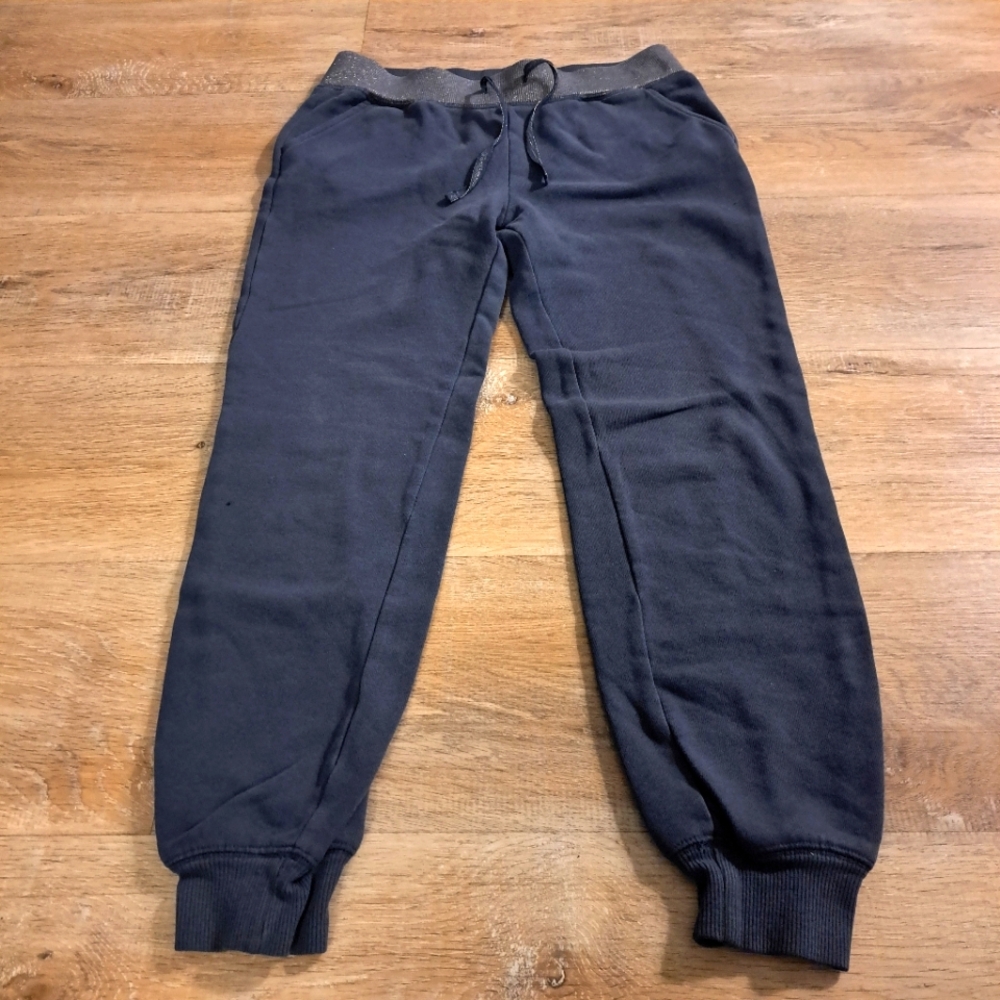 CRB Girl Dark Gray Silver Metallic Waist Jogger Pants Drawstring Girl's Large 14
